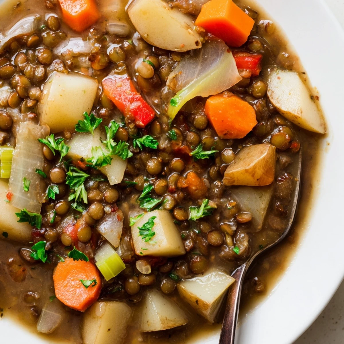 Herzhafter Linsen Eintopf Gemüse