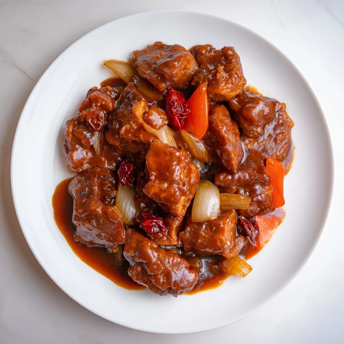 This homemade sweet and sour Sauerbraten features fall-apart tender pork and a vibrant, sweet-sour gravy.