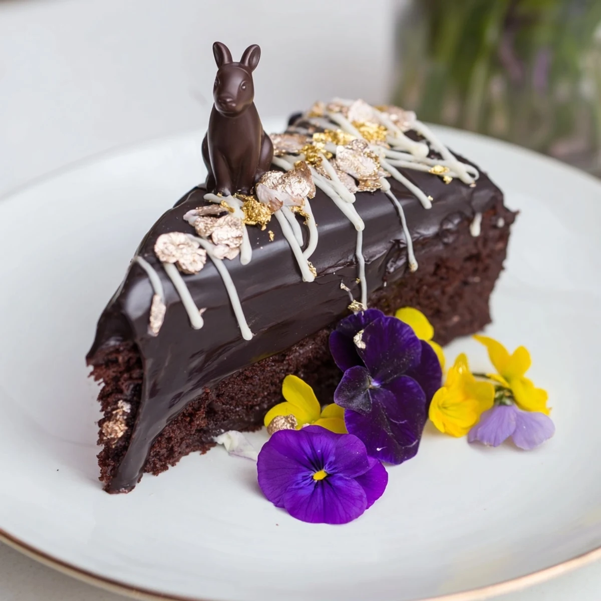 Ein üppiger Wild Rat Cake Dessert, bedeckt mit essbarem Gold und filigranen Verzierungen.