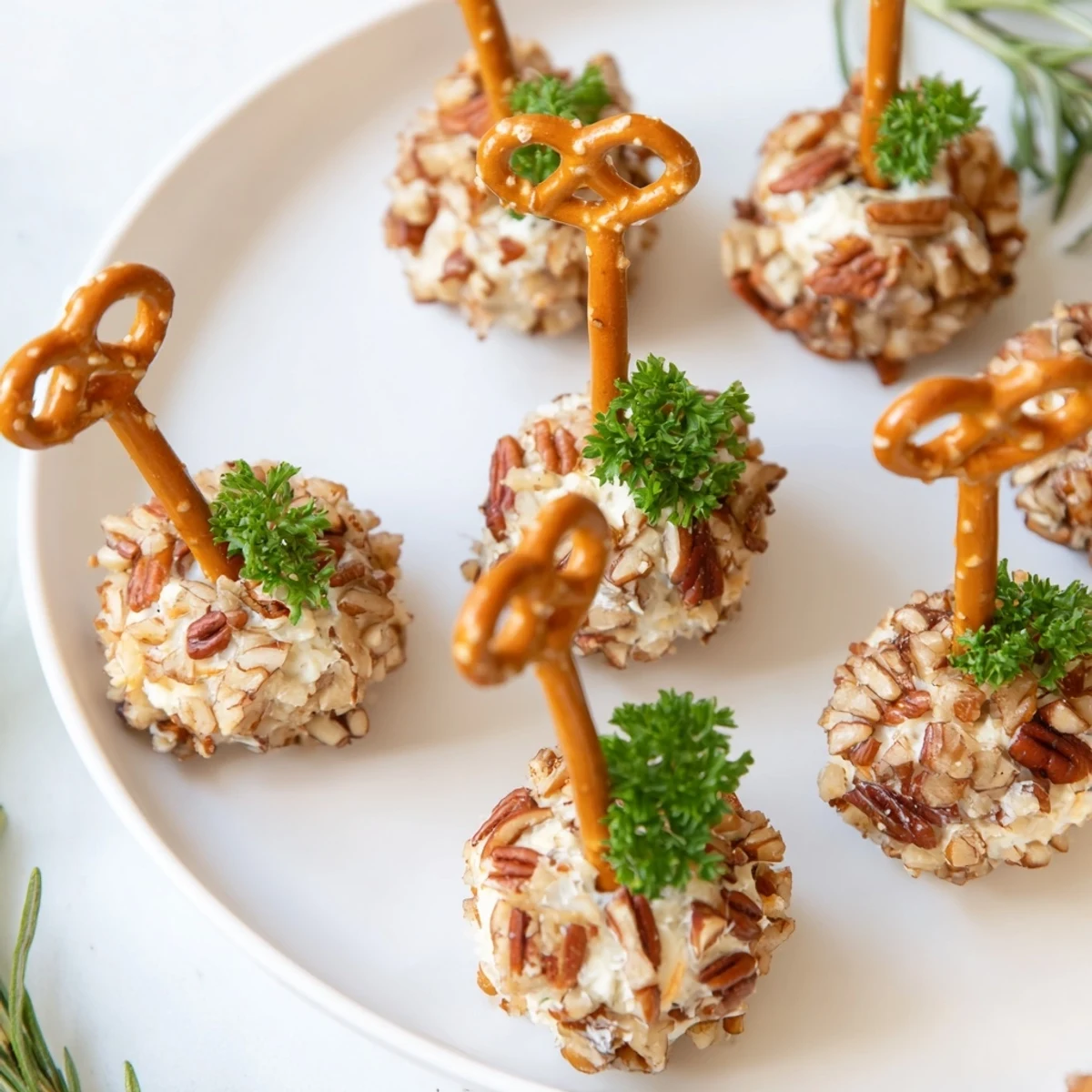 Close-up of delicious acorn cheese ball bites, showing textures of cheese and nuts, perfect for entertaining.