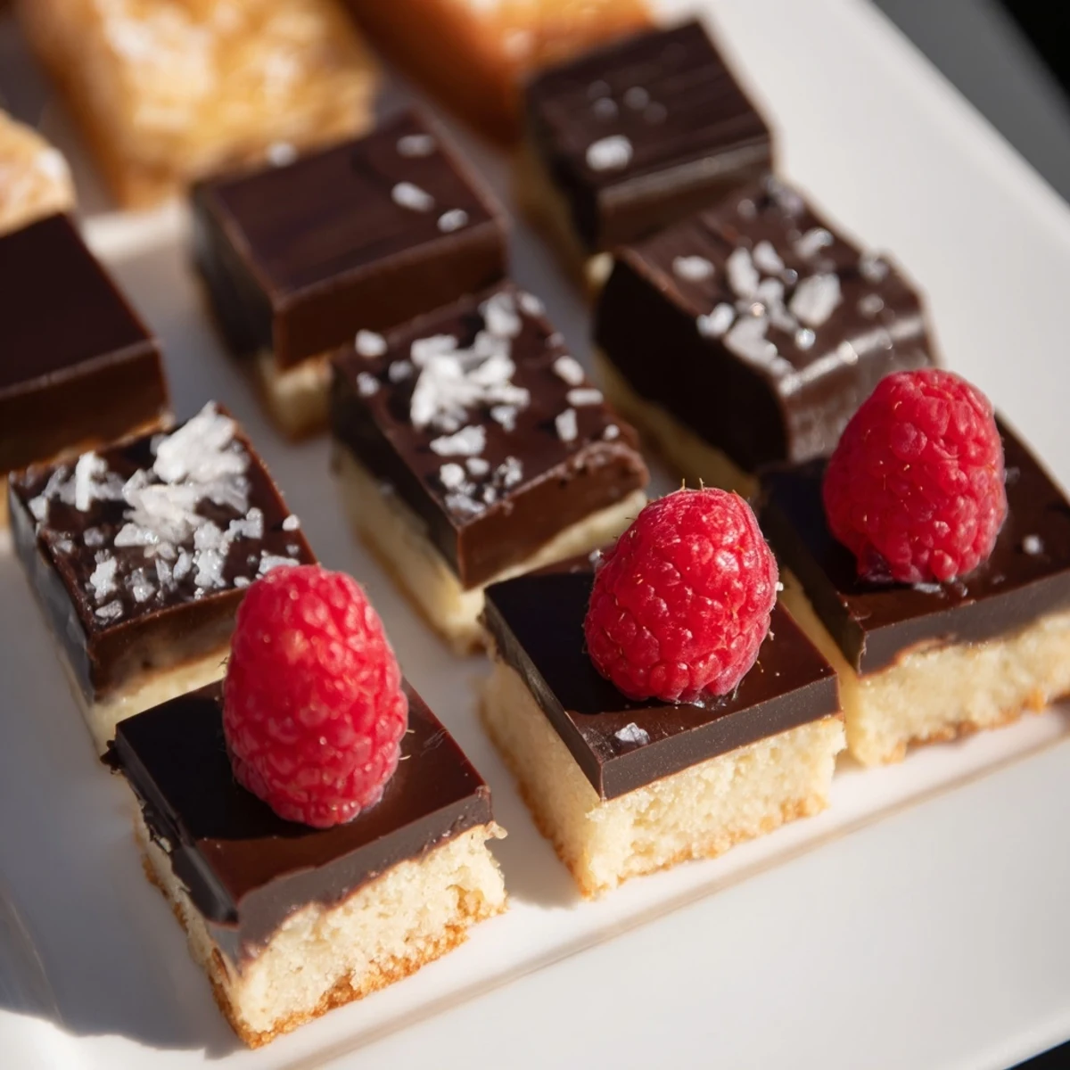 A close-up of The Checkerboard Terrace dessert, showing the colorful squares' delicious textures.