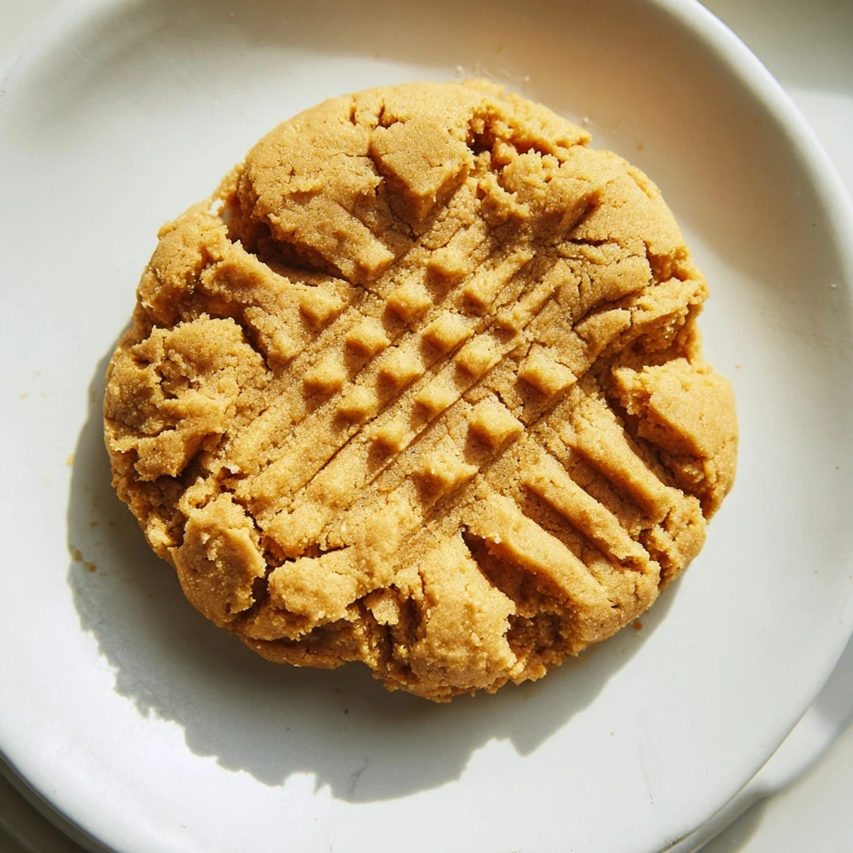 Golden-brown flourless peanut butter cookies, a delightful American dessert served warm after baking.