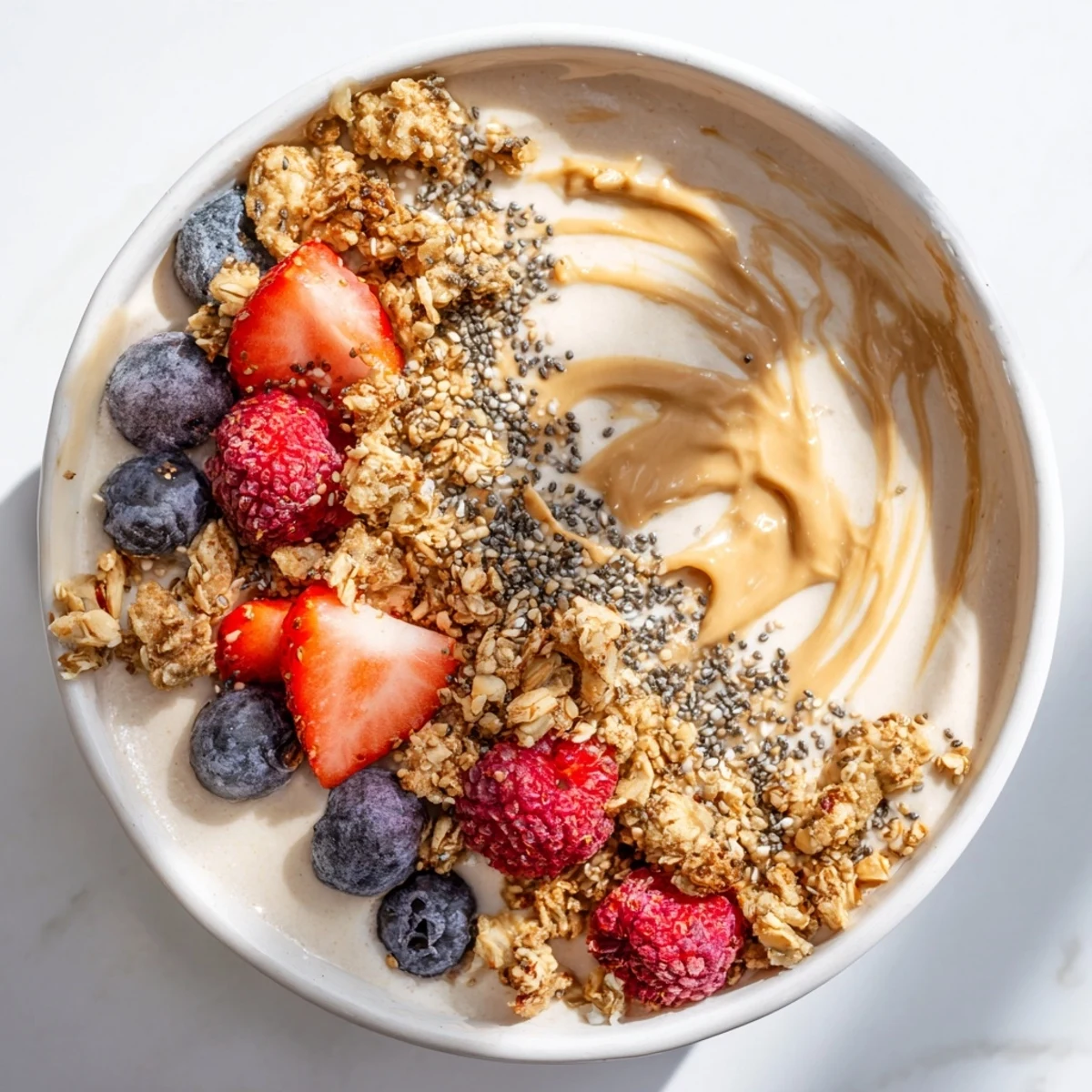 Creamy protein ice cream bowls topped with berries, a healthy and delicious dessert treat.