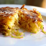 Fluffy inside and crispy out, a close-up of the delicious Secret 4-Ingredient Mashed Potato Cakes.