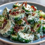 Cremer Kuchensalat mit allem Bagel-Gewürz, frisch und cremig serviert.