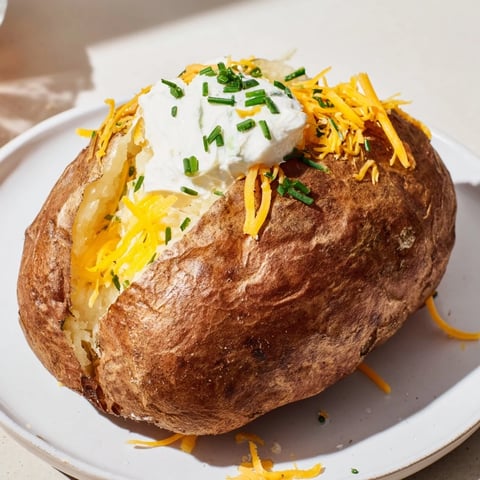 Golden-brown The Ultimate Baked Potato with fluffy insides, ready for creamy toppings.