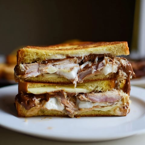 Hot Nutella grilled cheese with chicken features gooey melted cheese and toasted bread for a perfect bite.