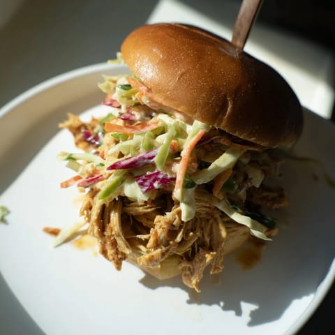 Tender Pulled Barbecue Chicken Sandwich