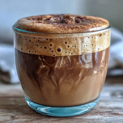 Hojicha Cortado, ein röstiger japansischer Tee mit cremiger, heißer Milch in einer Tasse.