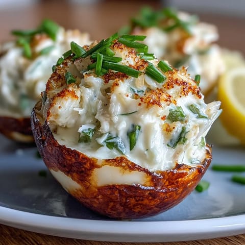 Crab Cake Deviled Eggs with Old Bay, a delightful appetizer, brimming with crab.