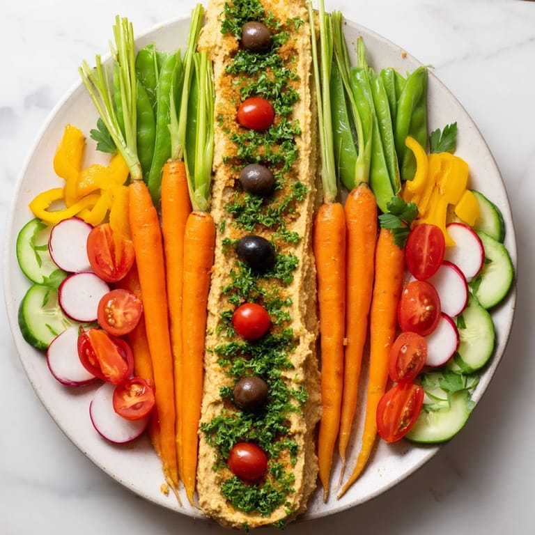 A delightful view of the whimsical Carrot Patch Veggie Board, perfect for a healthy and colorful appetizer spread.