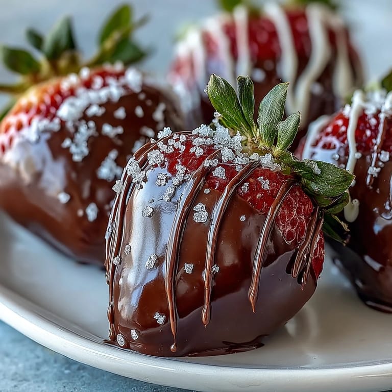 Glänzende Schokoladenbelegte Erdbeeren werden aus dem Kühlschrank genommen und auf einem eleganten Tablet serviert.