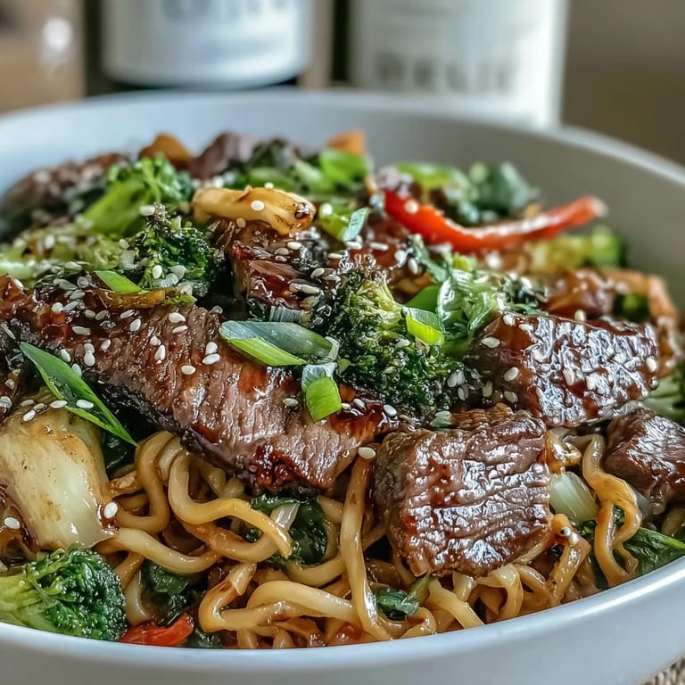 - Duftendes Knoblauch-Ingwer-Schmoren mit bunter Paprika und zarten Rindfleischschnitzeln: Korean Beef Noodles
