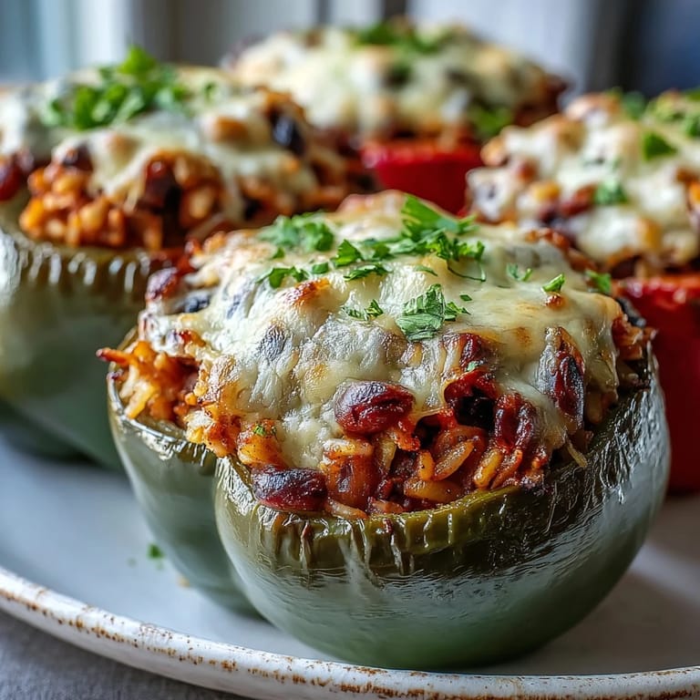 Die gebackenen Black-Eyed Pea Stuffed Peppers duften nach Rauchpaprika und werden mit frischer Petersilie garniert.