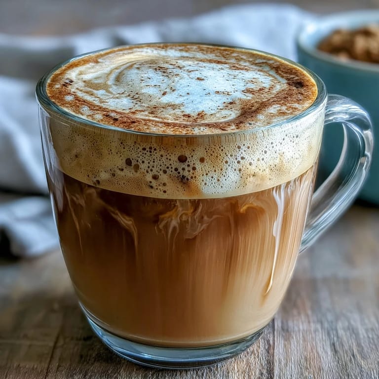 Aromatischer Hojicha Latte mit Vanille in einer stilvollen Tasse, perfekt für einen koffeinfreien Genuss am Nachmittag.