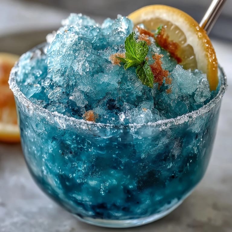 Kühlender Blaubeer-Limonaden-Slushie mit zitroniger Frische und süßem Himbeeraroma.