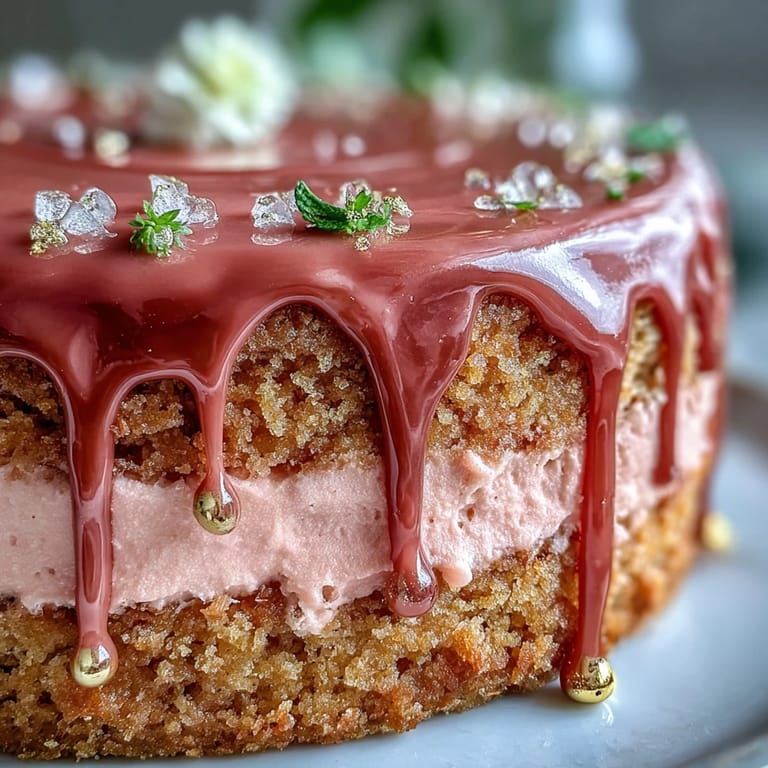 Einladende Rosé Samt Torte für Brautpartys, mit luxuriösem Goldtropf-Finish.