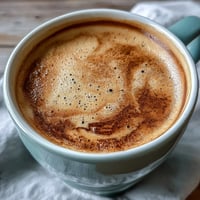 Hojicha Flat White mit cremiger Milch und nussigem, geröstetem Aroma.  