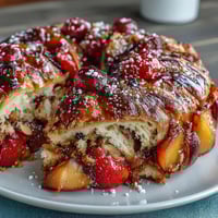 Sommer Steinobst Galette mit Frangipane, ein goldbrauner Kuchen mit saftigen Früchten und zarter Mandelcreme.