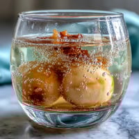 Transparente Lychee Agar Jelly Würfel schwimmen in erfrischendem Yuzu-Wasser.